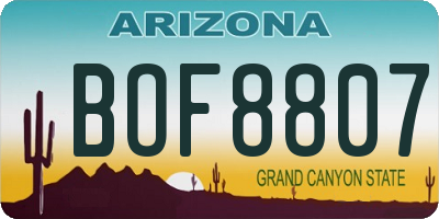 AZ license plate BOF8807