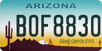 AZ license plate BOF8830