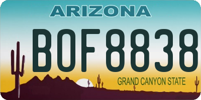 AZ license plate BOF8838
