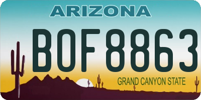 AZ license plate BOF8863