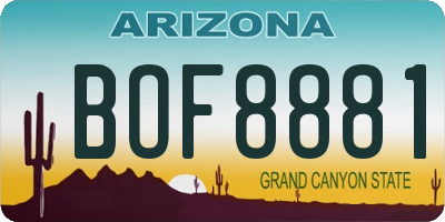 AZ license plate BOF8881