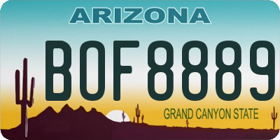 AZ license plate BOF8889