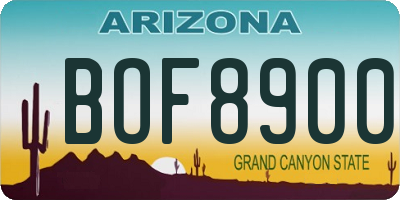 AZ license plate BOF8900