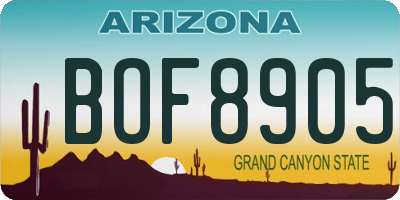 AZ license plate BOF8905