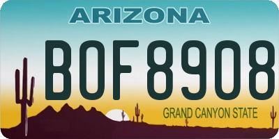 AZ license plate BOF8908
