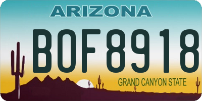 AZ license plate BOF8918