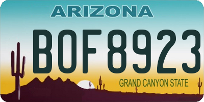AZ license plate BOF8923