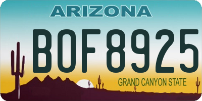 AZ license plate BOF8925