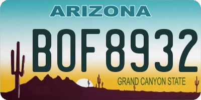 AZ license plate BOF8932