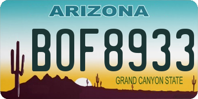 AZ license plate BOF8933