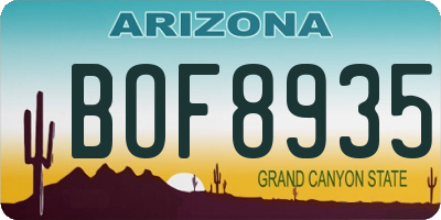 AZ license plate BOF8935