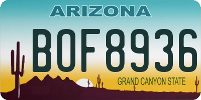 AZ license plate BOF8936