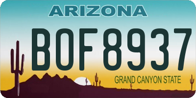 AZ license plate BOF8937