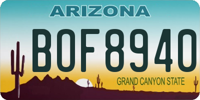 AZ license plate BOF8940