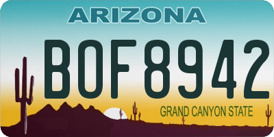AZ license plate BOF8942