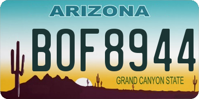 AZ license plate BOF8944
