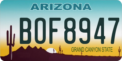 AZ license plate BOF8947