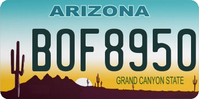 AZ license plate BOF8950