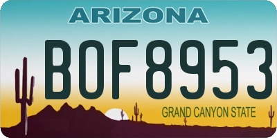 AZ license plate BOF8953