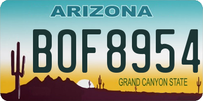 AZ license plate BOF8954