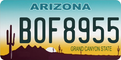 AZ license plate BOF8955