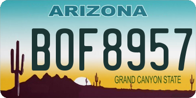 AZ license plate BOF8957