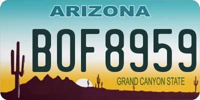 AZ license plate BOF8959
