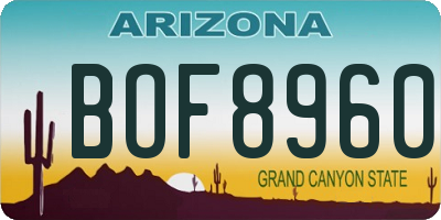 AZ license plate BOF8960