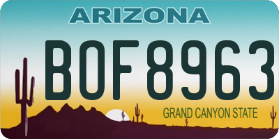 AZ license plate BOF8963