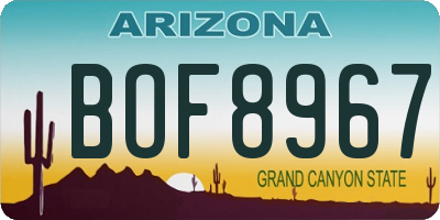 AZ license plate BOF8967
