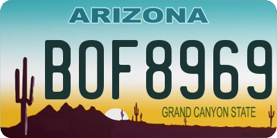 AZ license plate BOF8969