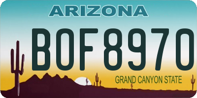 AZ license plate BOF8970