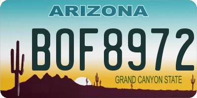 AZ license plate BOF8972