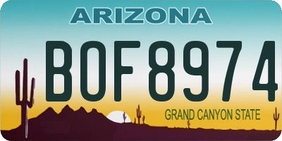 AZ license plate BOF8974