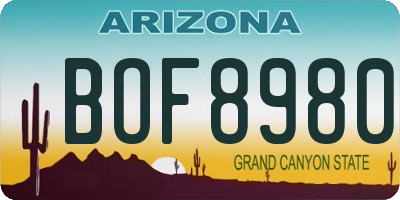 AZ license plate BOF8980