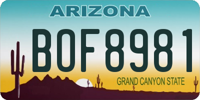 AZ license plate BOF8981