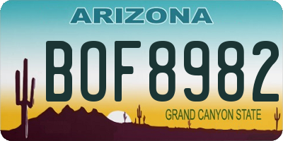AZ license plate BOF8982