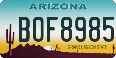 AZ license plate BOF8985