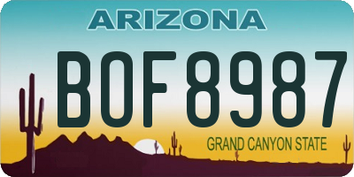 AZ license plate BOF8987