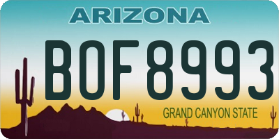AZ license plate BOF8993