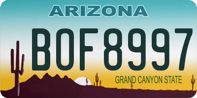 AZ license plate BOF8997