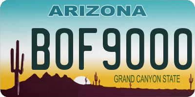 AZ license plate BOF9000