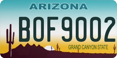 AZ license plate BOF9002