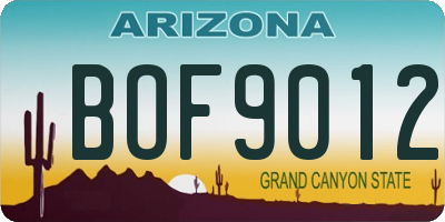 AZ license plate BOF9012