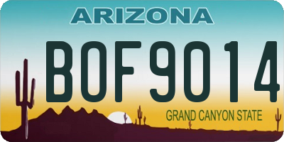 AZ license plate BOF9014