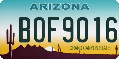 AZ license plate BOF9016