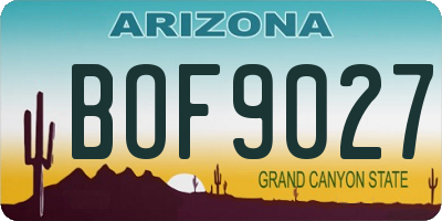 AZ license plate BOF9027