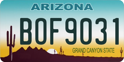 AZ license plate BOF9031