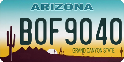 AZ license plate BOF9040