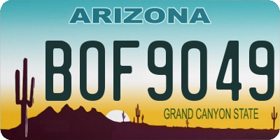 AZ license plate BOF9049
